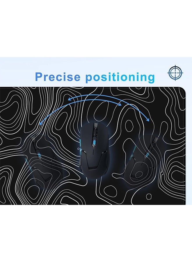 Large Gaming Mouse Pad XL,Japanese Wave Anti-Skid Mousepad Large Keyboard Mouse Pad Desk Mat with Stitched Edges (400x900mm, Black)  - Image 5