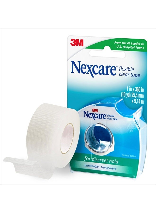 Nexcare Flexible Clear Tape, Waterproof Transparent Medical Tape, Secures Dressings and Catheter Tubing - 1 In x 10 Yds, 1 Roll of Tape - Image 1