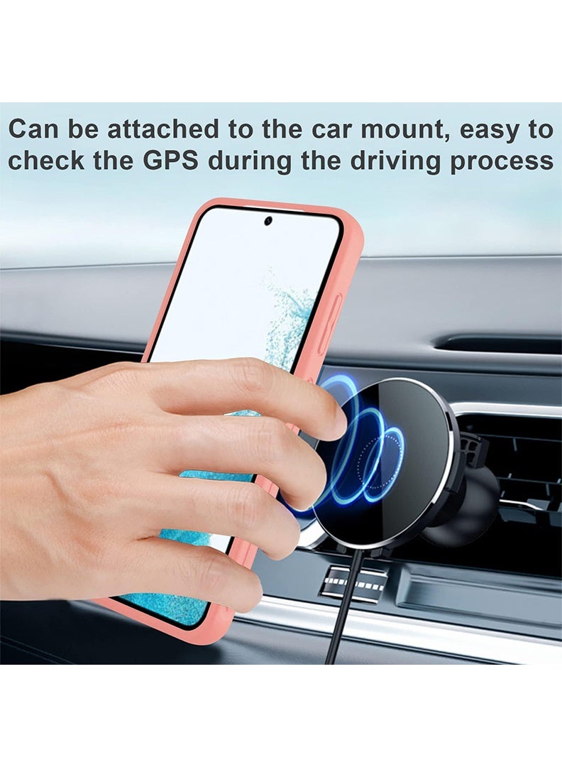 Case Up Compatible with Samsung Galaxy A33 Case with Magnetic Stand & Holder, Premium Silicone Finger Grip Strap Holder Case Car Mount Kickstand Cover- Pink - Image 2