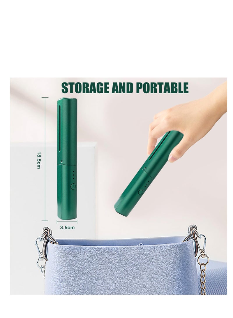 Zikra Mini Hair Straightener, Rechargeable Hair Straightener Brush, Portable Straightening Brush with Anti-Static Negative Ion, Hot Comb Hair Straightener for Women, for All Hair Types (Green) - Image 3