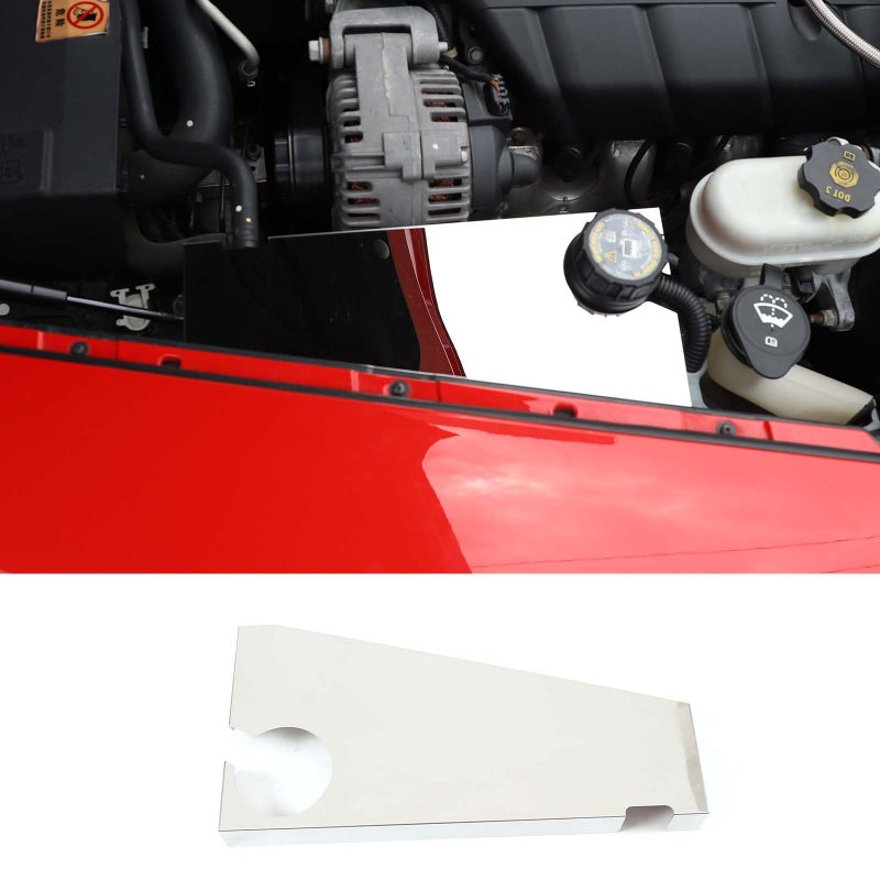 PIUGILH Car Engine Radiator Tank Decorative Cover Fit for Corvette C6 20052013 Accessories Stainless Steel Engine Start Baffle Trim Parts 1Pcs