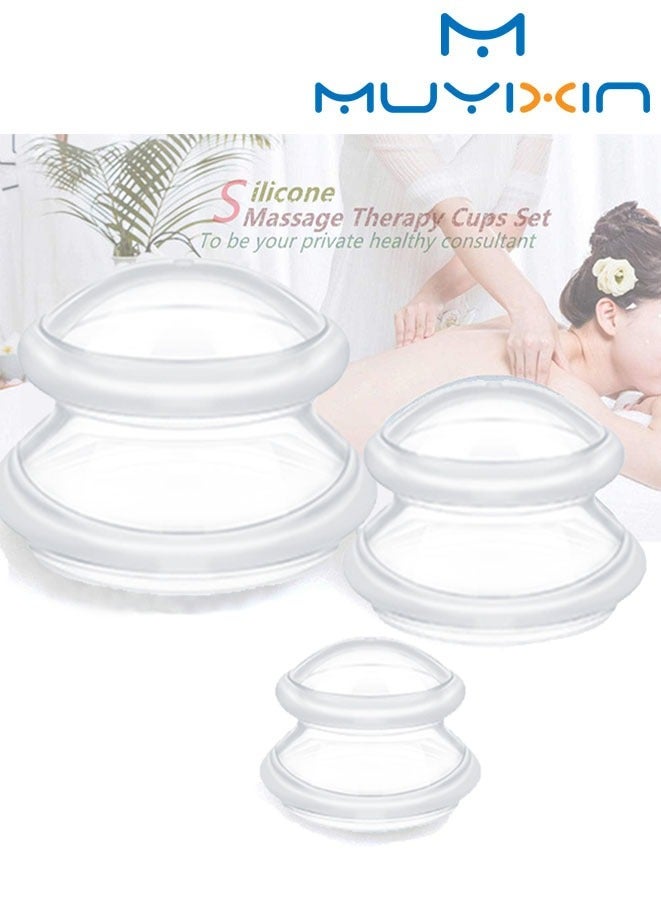 مويكسين مجموعة العلاج بالحجامة بثلاثة أحجام - استوديو العلاج بالحجامة الاحترافي ومجموعة الحجامة المصنوعة من السيليكون للاستخدام المنزلي، شفط أقوى، مناسبة للتدليك العضلي اللفافي، والعضلات، والأعصاب، وآلام المفاصل - Image 1