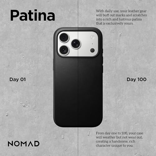 NOMAD Modern Leather Case Black Compatible with iPhone 17 Pro Leather Magsafe Charging Compatible Phone Case for iPhone 17 Pro - Image 3