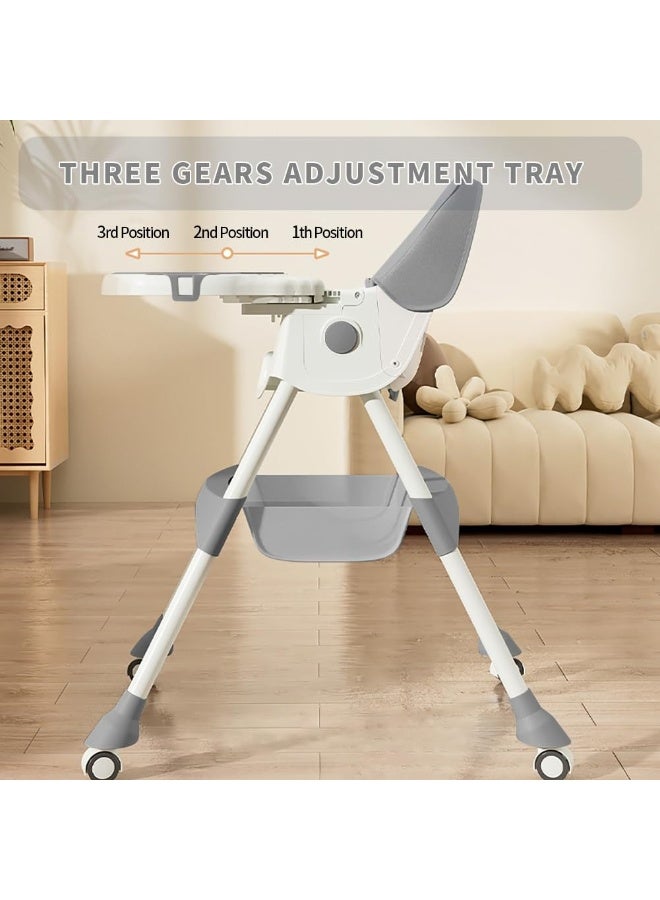 أبيكسلل كرسي أطفال عالي 5 في 1، كرسي طعام قابل للتحويل للأطفال والرضع، مع مسند ظهر وصينية قابلة للتعديل، تصميم قابل للطي بعجلات، وسادة PU، سهل التنظيف، مناسب من عمر 0 إلى 5 سنوات - Image 5