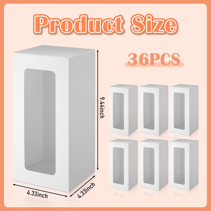 ReliThick 24 Pcs Tumbler Gift Box Tumbler Boxes with Window, White Gift Box for 16-24oz Tumblers Water Bottle Boxes for Gifts Wrapping Packaging - Image 3