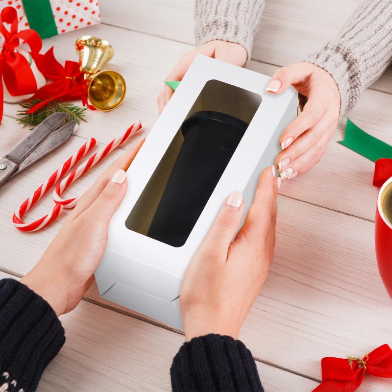 ReliThick 24 Pcs Tumbler Gift Box Tumbler Boxes with Window, White Gift Box for 16-24oz Tumblers Water Bottle Boxes for Gifts Wrapping Packaging - Image 5