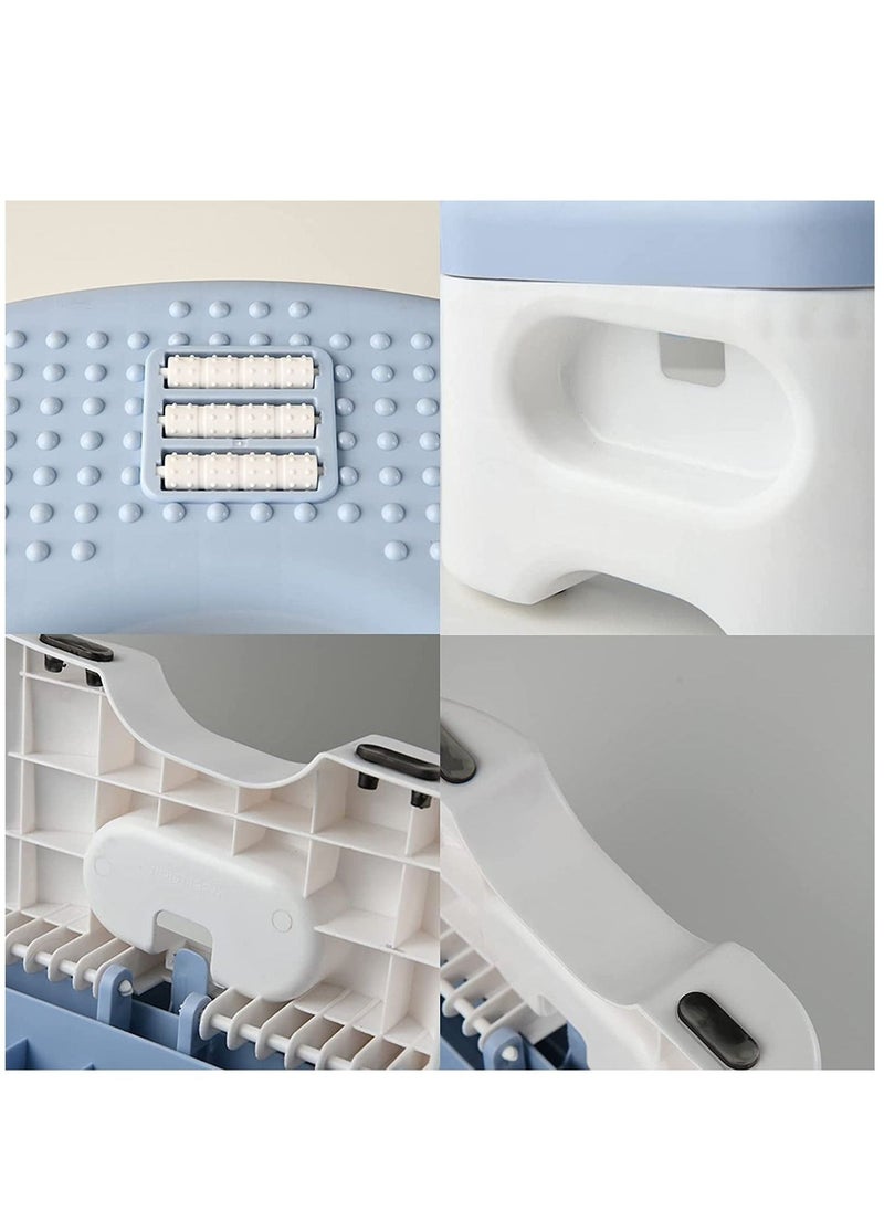 Loquat Toilet Step Stool, Foldable Potty Stool with Massage Roller, Non Slip Compact Bathroom Stool for for Adults Children (Blue) - Image 4