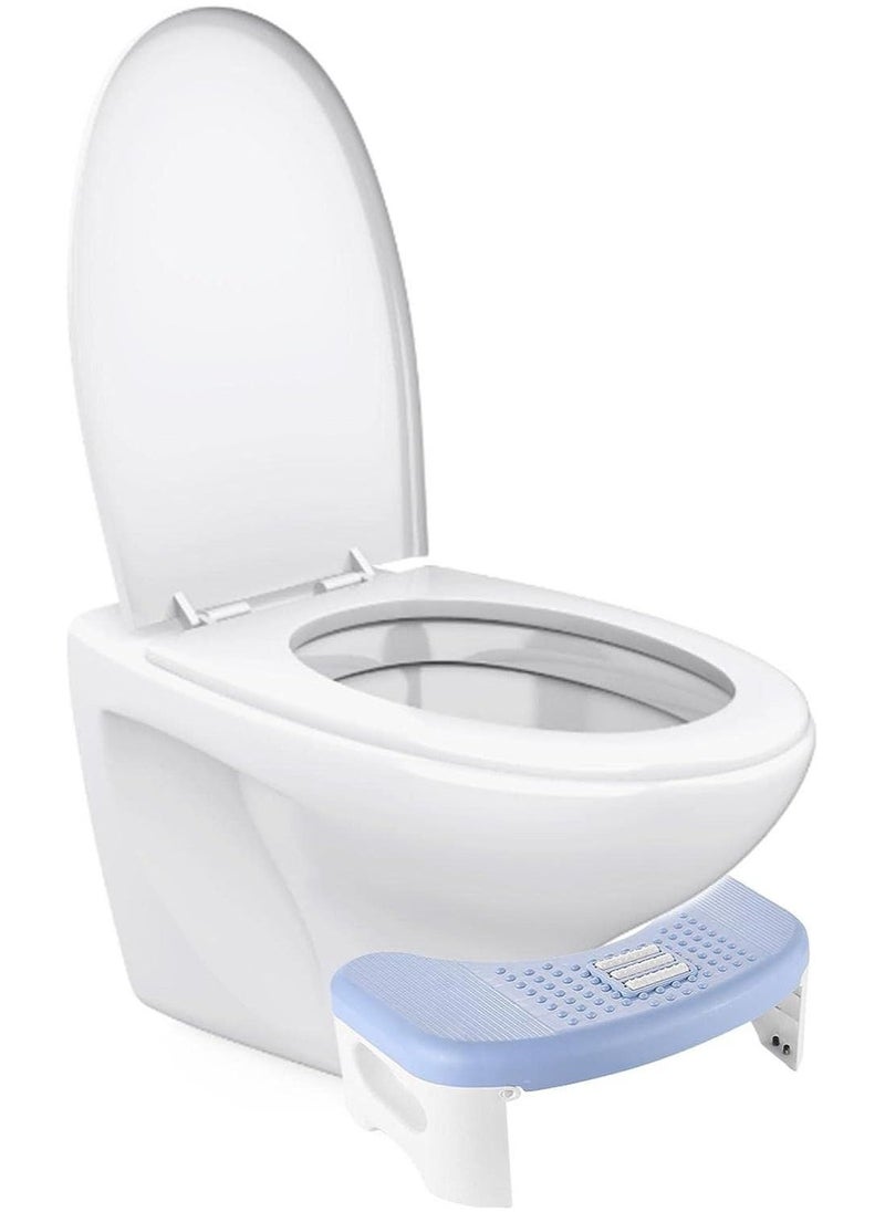 Loquat Toilet Step Stool, Foldable Potty Stool with Massage Roller, Non Slip Compact Bathroom Stool for for Adults Children (Blue) - Image 1