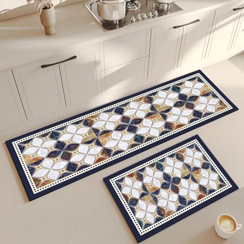 Dravizon Anti Fatigue Kitchen Rug Sets 2 Piece Non Slip Kitchen Mats for Floor Cushioned Kitchen Rugs & Mats Waterproof Comfort Standing Mat Runner for Kitchen,Home Office,Sink,Laundry (Color-3) - Image 3