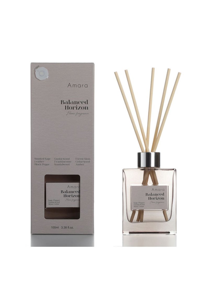 DANUBE HOME Amara Humble Balanced Horizon Reed Diffuser – Premium Long-Lasting Home Fragrance with Elegant Reed Sticks, Ideal for Bedroom, Living Room, Office & Spa, Creates a Calm & Inviting Atmosphere 100Ml  L6.8XW3.7XH10.2Cm  - Image 1
