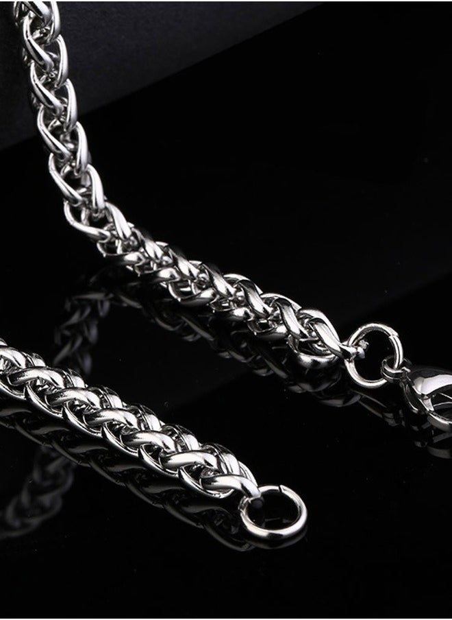 Titanium steel chain necklace for men and women silver necklace, fashionable men's necklace 65cm long, 4mm thick  - Image 3
