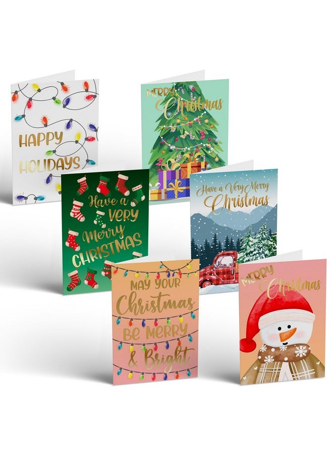 Better Office Products - 50 Pack Christmas Cards Set With Gold Foil Accents, 4" X 6", Fun & Festive Designs, Blank Inside, Boxed Set - Image 1