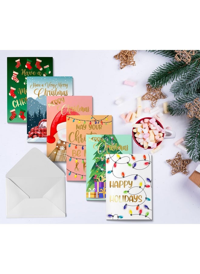 Better Office Products - 50 Pack Christmas Cards Set With Gold Foil Accents, 4" X 6", Fun & Festive Designs, Blank Inside, Boxed Set - Image 1