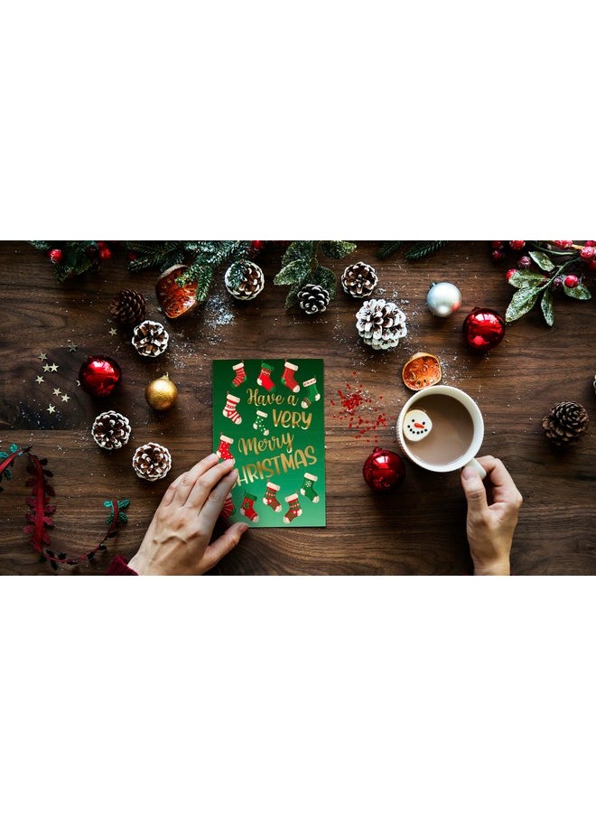 Better Office Products - 50 Pack Christmas Cards Set With Gold Foil Accents, 4" X 6", Fun & Festive Designs, Blank Inside, Boxed Set - Image 1