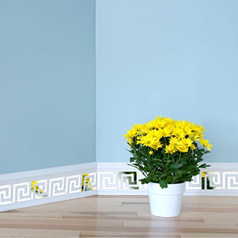 24 Pcs DIY Mirror Wall Stickers Removable Adhensive Geometric Greek Decals Peel and Stick for Home Living Room Bedroom Decor Background Decoration Silver - Image 4