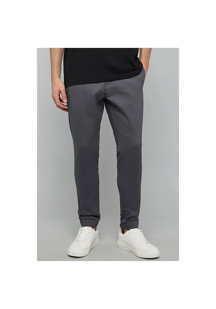 أر أند بي Solid Jogger Pants with Drawstring Waist