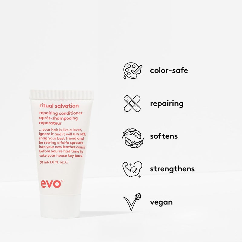 Evo Ritual Salvation Repairing Hair Conditioner  Protein Treatment for Damaged & Brittle Hair Helps Reduce Breakage & Protects Colour  Travel Size  30ml / 11floz - Image 2