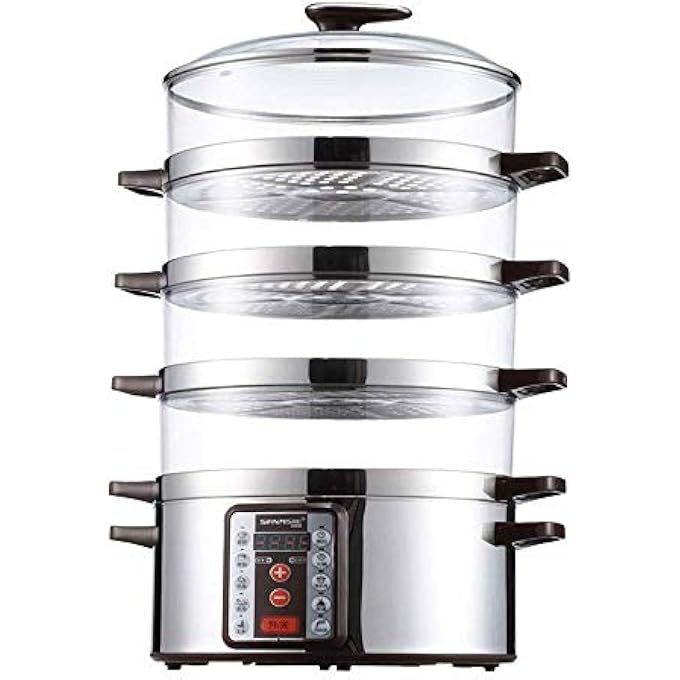جهاز طهي بالبخار للخضراوات، 4 طبقات قابلة للتكديس، إيقاف التشغيل التلقائي، تسخين سريع، جهاز طهي بالبخار الكهربائي للطعام مع مؤشر تسخين - Image 1