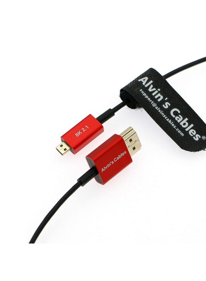 Alvin's Cables كابل HDMI 2.1 بدقة 8K ميكرو HDMI إلى HDMI فائق النحافة 48Gbps عالي السرعة لتسجيل Atomos Ninja V 4K60P لكاميرات Canon R5C; R5; R6 وكاميرات Sony A7R A7 IV بطول 45 سم 18 بوصة - Image 3