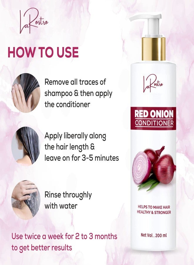 La Rostro Red Onion Conditioner With Red Onion Oil Improve Strength Of Hair Roots And Cells, Also Makes Hair Healthy And Dandruff Free And Hair Fall Control - 200ml (Pack of 3) - Image 5
