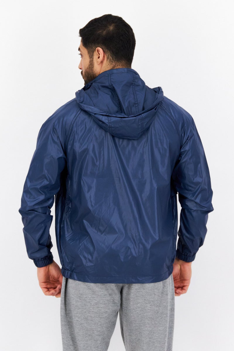 Lyle & Scott Men Hooded Embroidered Logo Drawstring Jacket, Ink Blue - Image 3