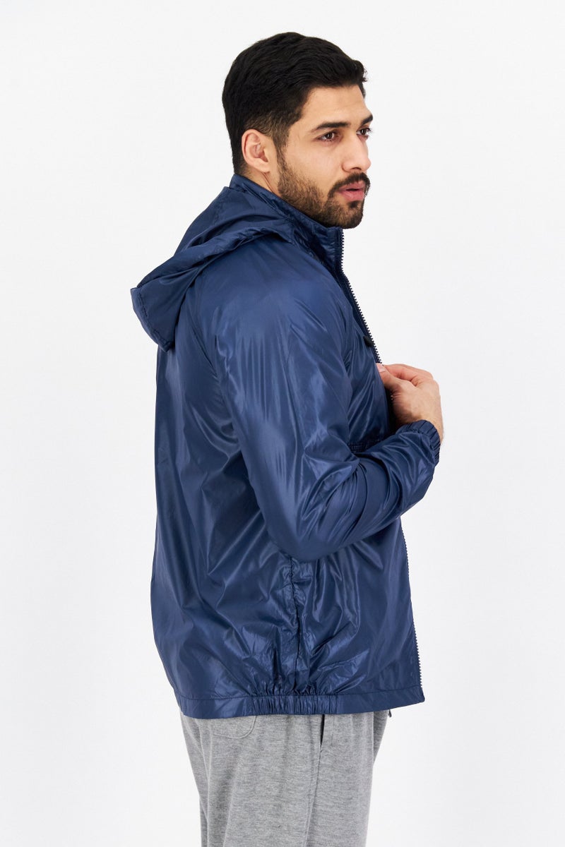 Lyle & Scott Men Hooded Embroidered Logo Drawstring Jacket, Ink Blue - Image 4