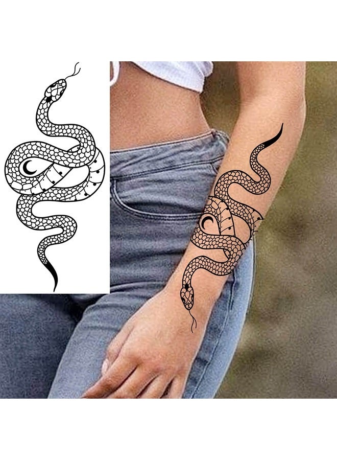 Goromon 10 Sheets Realistic Snake Temporary Tattoos For Women Men Forearm Arm Sexy 3D Tribal Cobra Mamba Viper Serpent Tattoos Temporary Adults Kids Fake Tattoos Sticker Black Sword Rose Flower Tatoos - Image 2