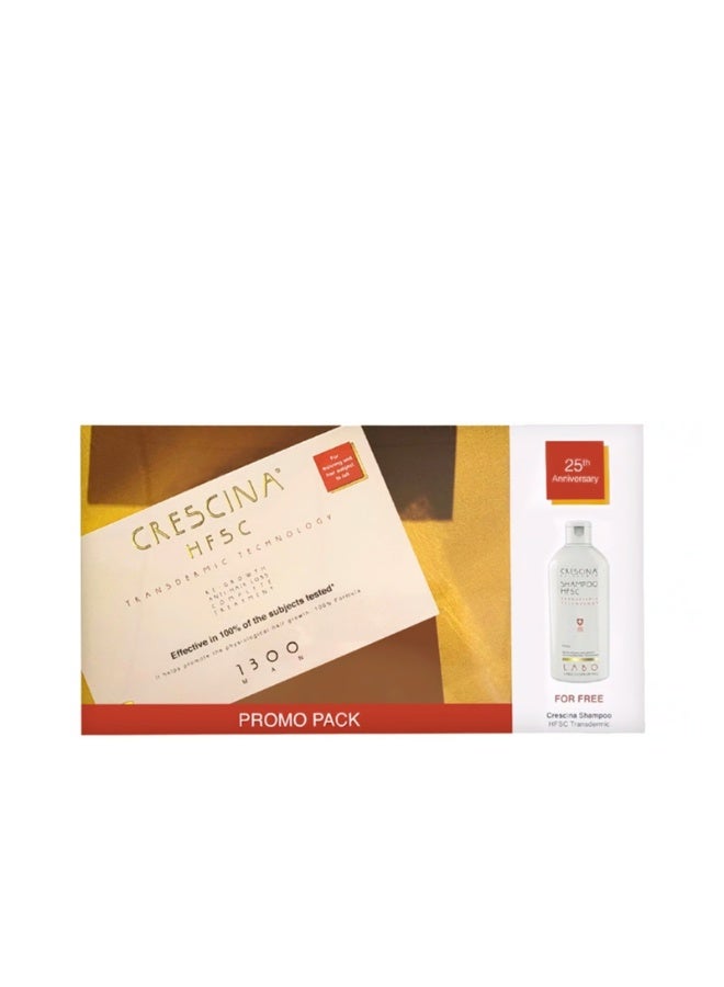 Crescina HFSC Transdermic Treatment 1300 Man Ampoules 3.5ml x10+10 + Man Shampoo 200ml - Image 1
