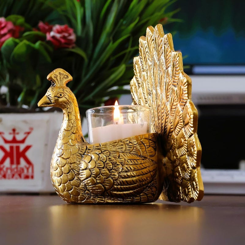 KridayKraft Metal Dancing Peacock Candle Holder Vastu Figurine for Good Luck and Love Candle Holder for Home Dcor Tabletop Living Room Office Showpiece Statue for Gifting - Image 5