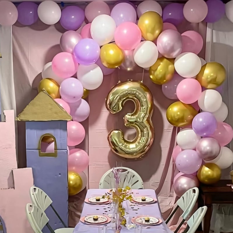 Isndare Balloons Purple Pink White Gold Balloon 60pcs 12inch Pastel Purple Pink Latex Balloons Lavender Lilac Balloon for Butterfly Birthday Princess Theme Party Decoration Bridal Baby Shower Bachelorette - Image 3
