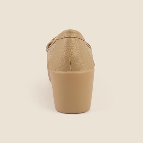 Metro Women's Beige Loafers with Metal Buckle Detail UK/8 EU/41 (31-856) - Image 5