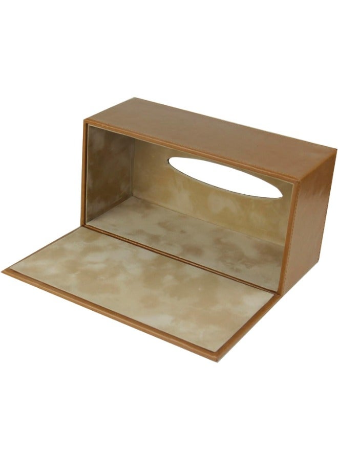 Lamsit Ibdaa Leather Tissue Box Holder with Magnetic Bottom | Rectangular Napkin Facial Tissues Dispenser | Square Cover PU Leather | Modern Organizer for Home Office Desk Car (Brown, Rectangular) - Image 5