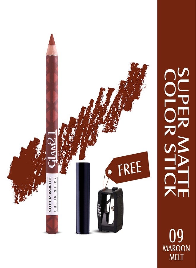 Glam 21 Glam21 Super Matte Colorstick Lipstick|Natural Wooden Lipstick | Long Lasting | Ultra Pigmented | Light Weight -3.5 Gm | 09-Maroon Melt - Image 3