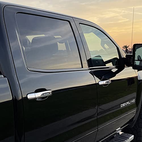SlickMod تغطية فينيل سوداء SlickMod Chrome Delete لزخرفة نوافذ GMC Sierra 1500 2500 3500 من 2014-2019 (1. زخرفة النوافذ، أسود لامع) - Image 5