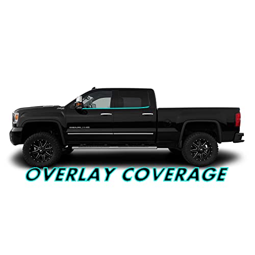SlickMod تغطية فينيل سوداء SlickMod Chrome Delete لزخرفة نوافذ GMC Sierra 1500 2500 3500 من 2014-2019 (1. زخرفة النوافذ، أسود لامع) - Image 2