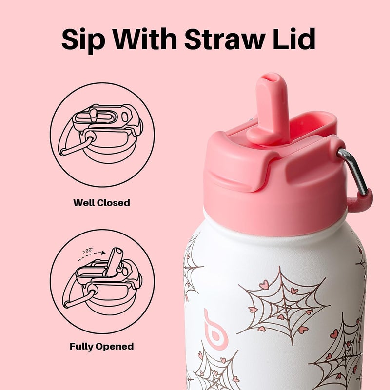 BOTTLE BOTTLE 32oz Insulated Water Bottle with Straw and Pill Box (Cupid Web) - Image 2