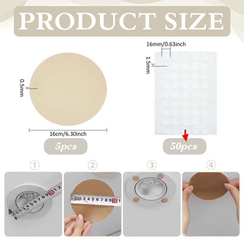PH PandaHall 5pcs Lamp Shade Diffuser Fabric Lamp Shade Replacement with 50pcs Plastic Stickers Dazzling Proof Lampshades Spotlight Lamps Covers for Pendants Photography Light Downlight 6.3 Inch - Image 2