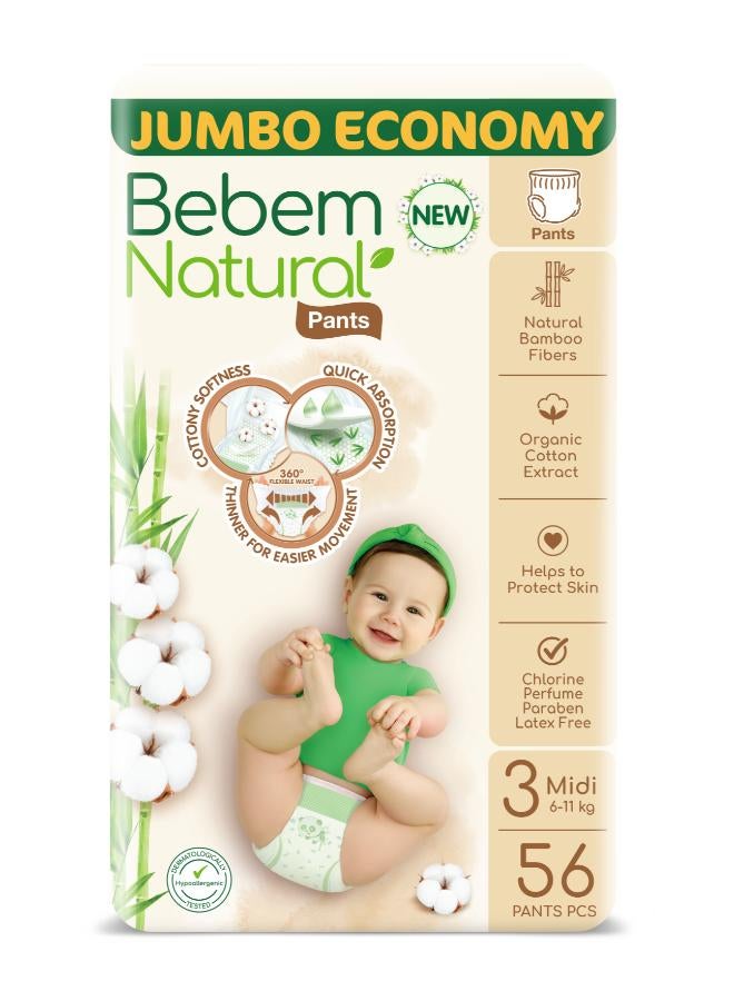 بيبيم عبوة جامبو من 56 حفاضة متوسطة الحجم - مقاس 3 - Image 1