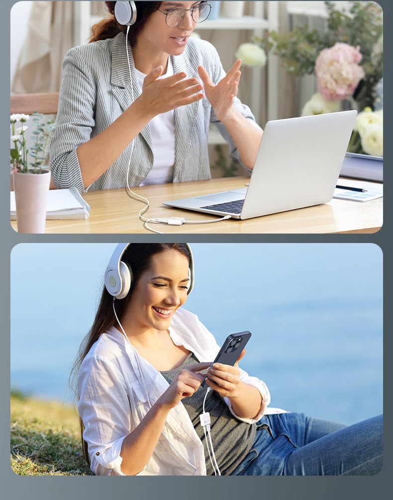 USB C to 3.5mm Audio Adapter  Charger 2 in 1 USB C to Aux Headphone Dongle with 60W PD Fast Charging Compatible with iPhone 16/16 Pro/15/15 Pro Max, Galaxy S24/S23/S22/S23FE, Pixel 8/7, iPad - Image 4