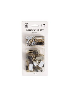 U Brands Classic Clips Set, Office Supplies, Black And White With Gold, Office Supplies, Paper And Binder Clips, 80 Count  - Image 1