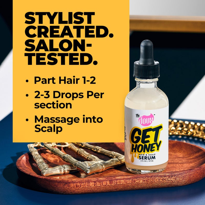 The Doux Get Honey Hair & Scalp Serum for Curly and Natural Hair â€“ Anti-Itch Treatment with Honey â€“ Lightweight Hair Oil for Dry Scalp, Frizz Control, Split Ends & Breakage Protection - Image 4