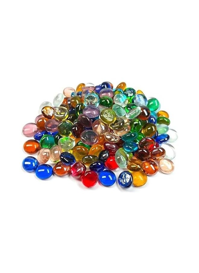 The Bros 50 PCS Mini Glass Gems,Mixed Colour Mancala Stones Flat Bottom Marble Beads for Home Decorative Art Craft Vase Filler  - Image 1