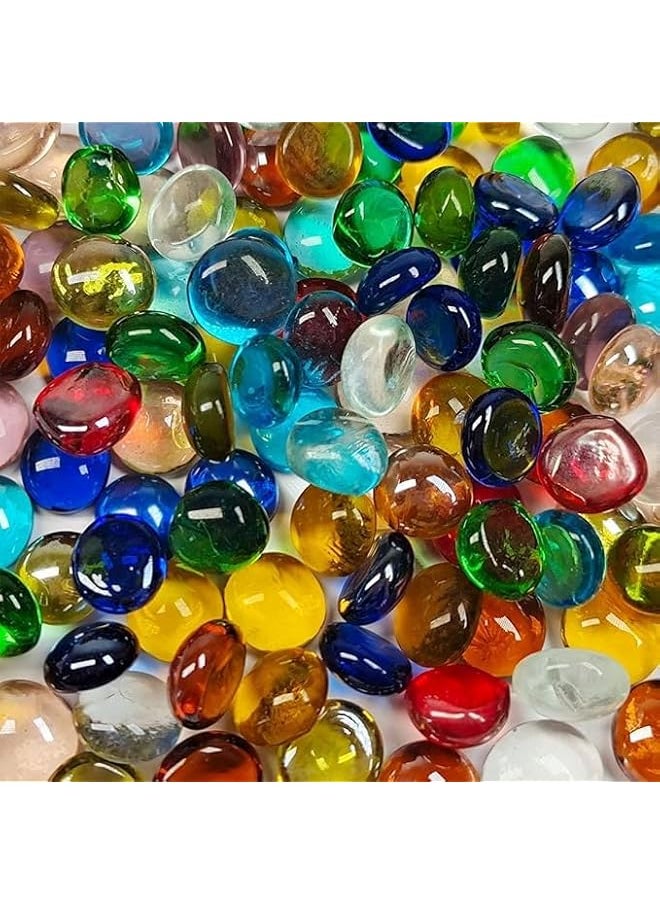 The Bros 50 PCS Mini Glass Gems,Mixed Colour Mancala Stones Flat Bottom Marble Beads for Home Decorative Art Craft Vase Filler  - Image 3