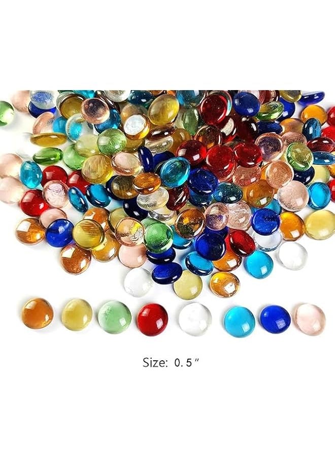 The Bros 50 PCS Mini Glass Gems,Mixed Colour Mancala Stones Flat Bottom Marble Beads for Home Decorative Art Craft Vase Filler  - Image 2