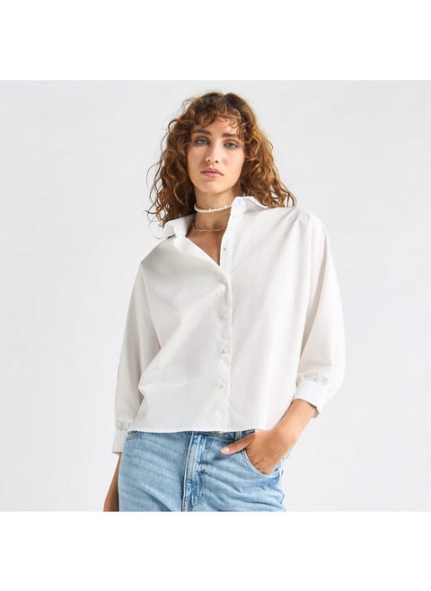 Solid Shirt with 3/4 Sleeves