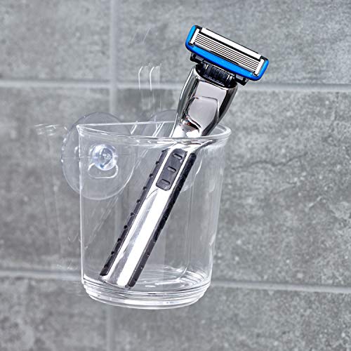 InterDesign iDesign Plastic Suction Tumbler Cup and Bathroom Organizer for Mirror or Shower Storage – 3" x 2" x 3.5", Clear - Image 2