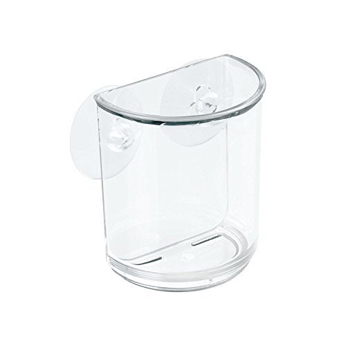 InterDesign iDesign Plastic Suction Tumbler Cup and Bathroom Organizer for Mirror or Shower Storage – 3" x 2" x 3.5", Clear - Image 1