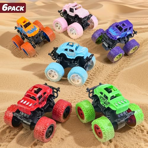 Beestech Monster Truck Toys for Kids Boys Girls Toddlers 3, 4, 5, 6, 7, 8 Years Old, Friction Powered Monster Truck Party Favor Toy Cars Vehicles, Sand Beach Toys Gifts (6 Pack) - Image 3