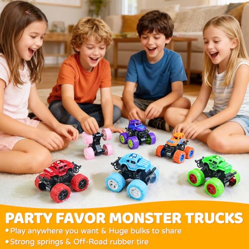 Beestech Monster Truck Toys for Kids Boys Girls Toddlers 3, 4, 5, 6, 7, 8 Years Old, Friction Powered Monster Truck Party Favor Toy Cars Vehicles, Sand Beach Toys Gifts (6 Pack) - Image 4