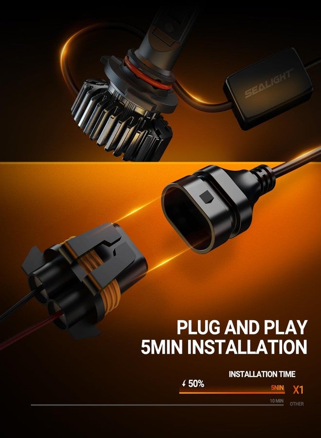 الختم مصابيح SEALIGHT 9006 HB4، بقوة 33000 لومن، سطوع فائق بنسبة 900%، حجم مطابق لمصابيح الهالوجين، عمر افتراضي يصل إلى 60000 ساعة، درجة حرارة اللون 6500 كلفن، سهلة التركيب والتشغيل، مصابيح ضباب متوافقة مع نظام Canbus، عبوة من قطعتين - Image 5